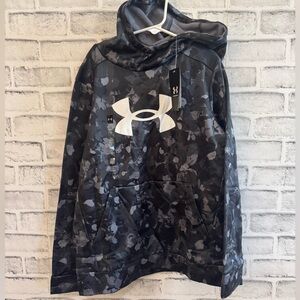 NWT! Youth Under Armour black & gray camouflage print sweatshirt hoodie, Size YM